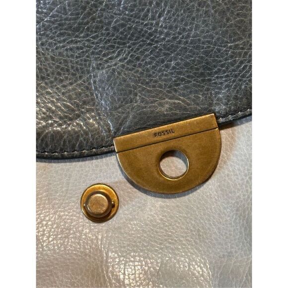 Authentic Fossil Pebbled Leather EMI Leather Saddle Bag Brown Multi - Picture 5 of 13